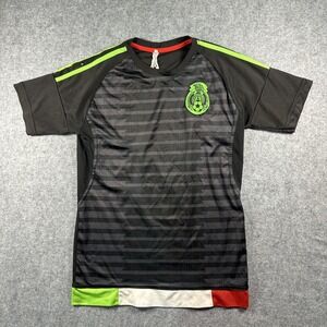 Mexico FMF Soccer Jersey Small Black Striped Short Sleeve Fan Gear